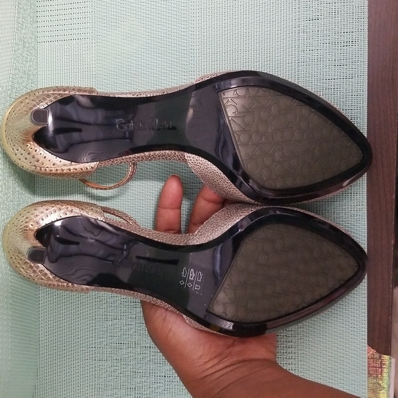 Calvin Klein Gold Peep toe with ankle strap Shoes - Picture 9 of 12
